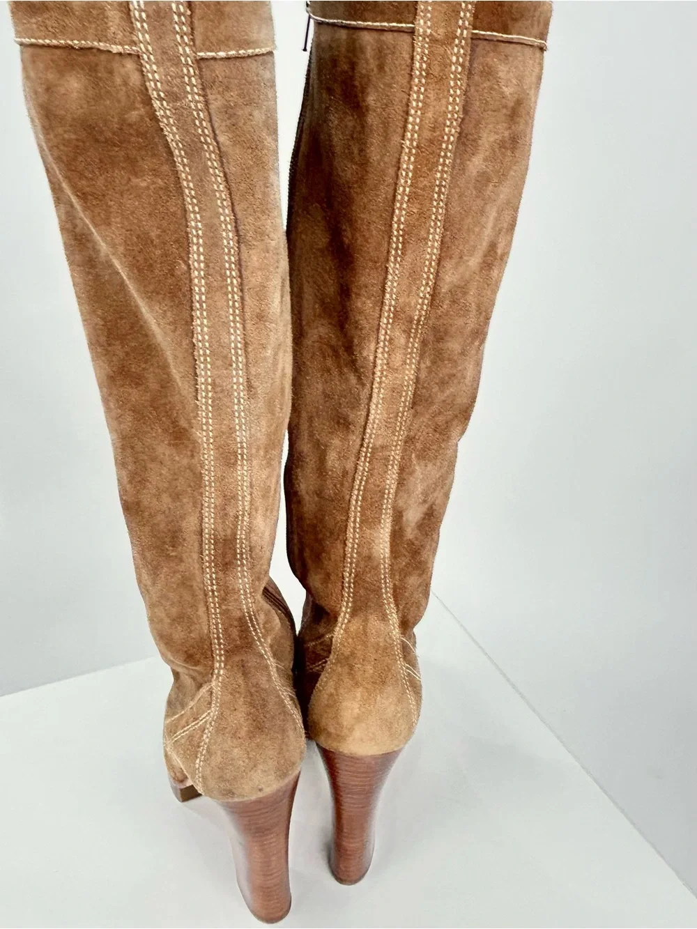 Michael Kors Aquarius Suede Lace Up Knee High Platform Boots 8.5M